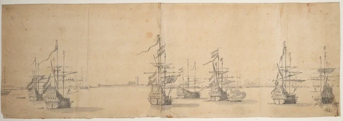 Dutch Ships at Anchor Off a Low Shore, c.1658