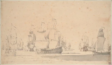 English ships, a ketch and a galliot in a light breeze, June 1673?, c.1673