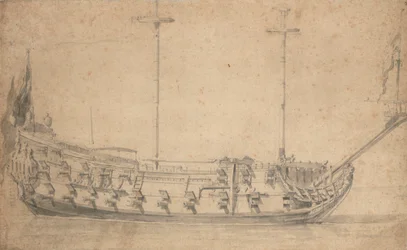 Portrait of an English fourth-rate, about 42 guns, c.1675