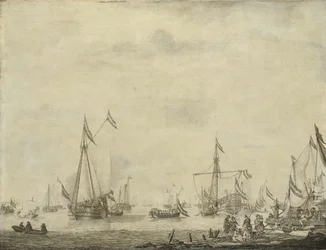 Royal Yacht and State Yacht Sail from Moerdijk with Charles II