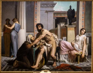Odysseus recognized by his nurse on his return from Troy