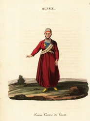 A Tatar woman in bonnet with kaschpour