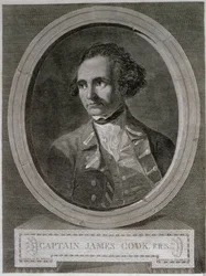 Portrait of Captain James Cook (1728-79), from the frontispiece of 