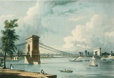 Suspension Bridge, Hammersmith, from Ackermann