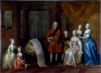 Group portrait of Frederick, Prince of Wales, with his brother the Duke of Cumberland and their five sisters