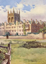 Merton College, in which Queen Henrietta Maria was lodged during the Civil War, showing a bastion of the old City Wall