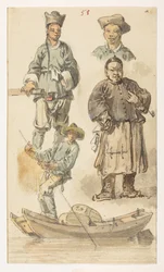 Studies of Chinese, from an Album of 372 drawings of landscapes, coastlines, costumes and everyday life made during Lord Macartney