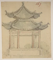 Temple, from an Album of 372 Drawings of Landscapes, Coastlines, Costumes and Everyday Life Made During Lord Macartney