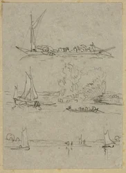 Three Sketches of Dusseldorf River Boats