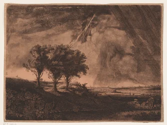 Three Trees with Lightning Bolt