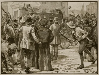 Attack on Sir Charles Wetherell at Bristol, illustration from 