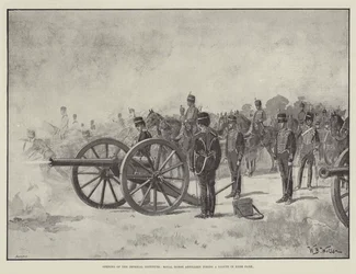 Opening of the Imperial Institute, Royal Horse Artillery firing a Salute in Hyde Park