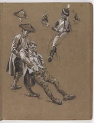 Study for the Oil Painting by William Barns Wollen, The Battle of Lexington 1775