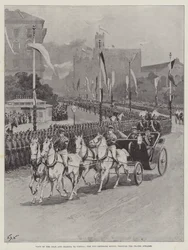 Visit of the Czar and Czarina to Vienna, the Two Emperors riding through the Prater Strasse