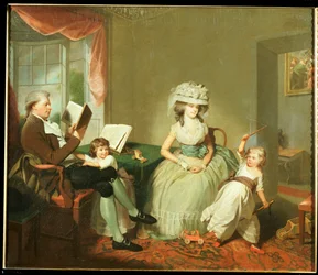 A Group Portrait of Mr. and Mrs. Hayward with their children, Mathilda and George, c.1789