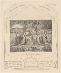 Book of Job, Plate 1, Job and His Family