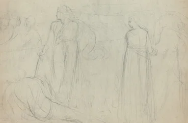 Sketch of a Swordsman Standing Over His Defeated Opponent
