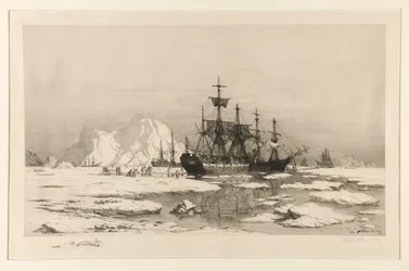 Sealers in the Arctic, after the painting: Among the Ice Floes, 1875