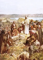 Christ preaching to his disciples and others