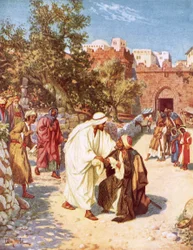 Jesus healing a leper