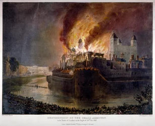 Destruction of the Armoury in the Tower of London by fire, 30 October 1841