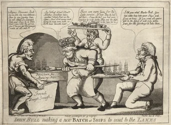 John Bull Making a New Batch of Ships to Send to the Lakes