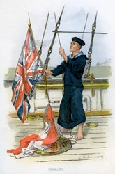 Royal Navy sailor signalling