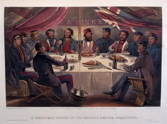 A Christmas Dinner on the Heights before Sebastopol, engraved by J.A. Vinter, from The Seat of War in the East - First Series, published by Colnaghi and Co., 1855