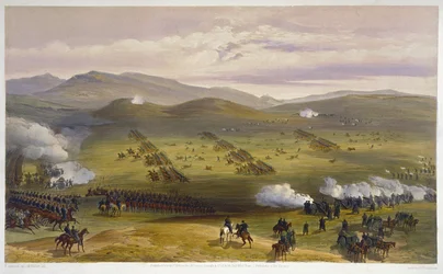 Charge of the Light Cavalry Brigade, October 25th 1854, detail of artillery, from The Seat of War in the East, pub. by Paul & Dominic Colnaghi & Co. (detail)