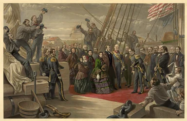 Queen Victoria visiting HMS Resolute, 16th December, 1856, published 1859
