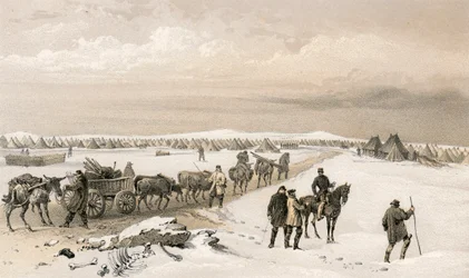 The camp of the 1st Division, looking north towards the camp of the 2nd Division, the Heights of Inkermann in the distance