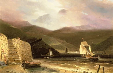 View of Arran, With Sailing Vessels In A Squall