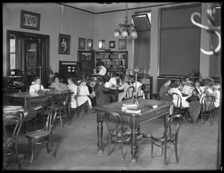 Children Reading in the Reading Room of an Unidentified Branch of the Queens Borough Public Library