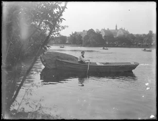 Ethel Gray Magaw Hassler in a rowboat, Central Park