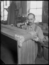 Fitting on the Ornament of a Wooden Casket, Oneida, New York, April 3, 1916