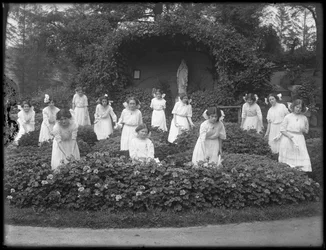 Graduating Class of Girls from the Roman Catholic Orphan Asylum in the Flower Garden, in Front of the Virgin Mary