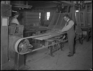 Sanding Mouldings Intended for Wooden Caskets, Oneida, New York