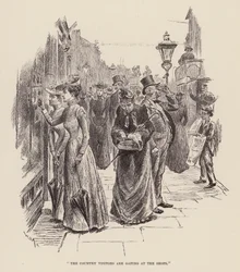 The country visitors are gaping at the shops (engraving)