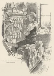 Work at an Old Handloom Stocking-Frame, Leicester