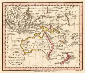 Australia and New Zealand. New Holland. Map.