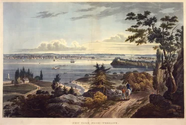 New York from Weehawken, engraved by John Hill