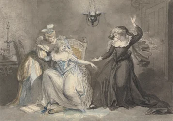 A Dramatic Scene with Three Women in an Interior