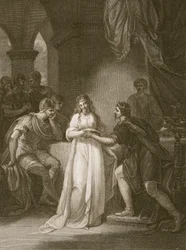 Vortigern and Rovena, engraved by Delatre, illustration from David Hume