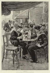 Chums, English and French Sailors on leave at a French Port