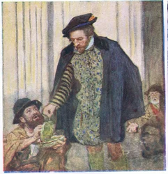 Shakespeare Gives a Penny to a Beggar, from My Magazine