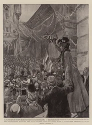 The Procession Passing the Law Courts, the Infantry with a Captured Transvaal Flag