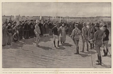With the Allies in China, a Deputation of Officials from Pao-ting Fu Asking for a Few Day