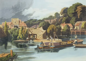Wallingford Castle in 1810 During Bridge Repairs, Engraved by Robert Havell the Younger, Published 1818