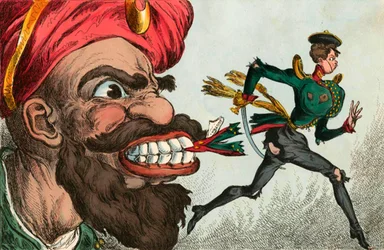 The beginning of the Crimean War through the eyes of a Western European caricaturist, 1850s.