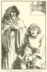 Her brother was in pious conversation with the Duke